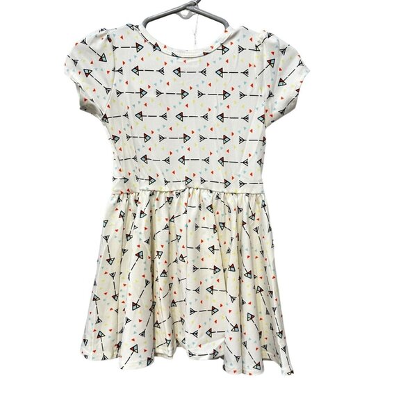 Dot Dot Smile Arrow Print White Red Yellow Blue Cap Sleeve Girls' Dress 12/24M - Picture 2 of 6